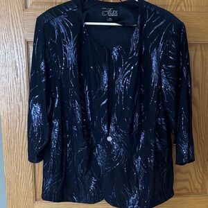 NWT Alex Evenings Women's Elegant navy blue Blazer Jacket